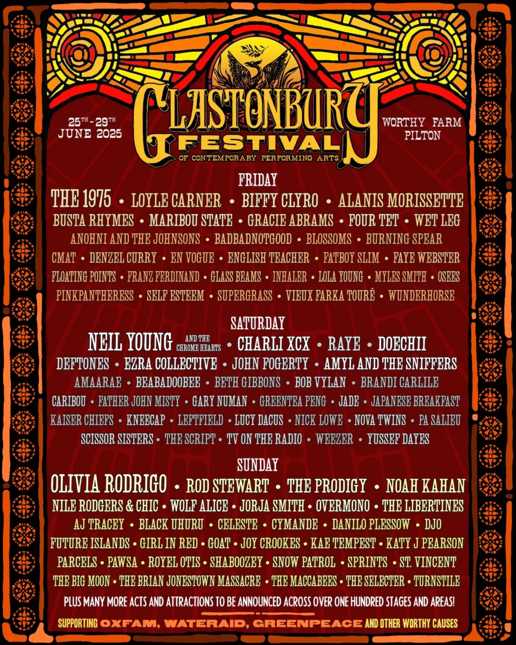 Olivia Rodrigo and The 1975 Confirmed as Glastonbury 2025 Headliners Alongside Neil Young and Rod Stewart