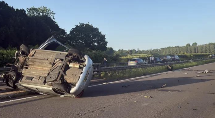 Eight-Day-Old Infant Rescued from Overturned Vehicle on M50