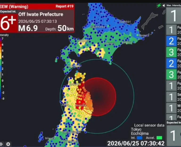 Major earthquake reported off coast of Iwate Prefecture, Japan