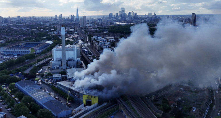 Large Fire Reported at Bermondsey Recycling Centre