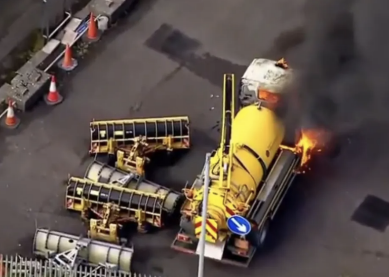 Riot Police Respond to Violence and Lorry Fires During Protests