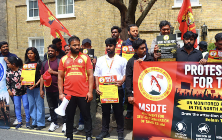 Tamil Protesters Rally Outside Sri Lankan High Commission Demanding Self-Determination and Justice